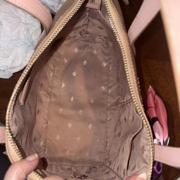 Kate Spade  Glitter satchel  leather gold glitter  pink handles  Sweet  GUC - Picture 15 of 17